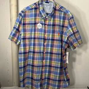 NWT U.S. Polo Assn. Mens Classic Fit Short Sleeve Plaid Button-Down Shirt 3XL